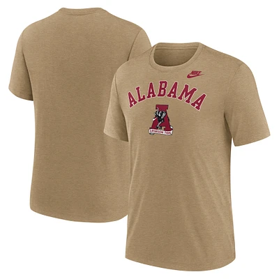 Men's Nike Heather Light Brown Alabama Crimson Tide Legacy Arch Tri-Blend T-Shirt