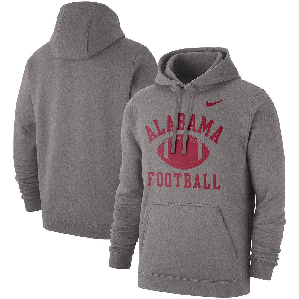 Sweat à capuche Nike Alabama Crimson Tide Football Club gris chiné pour homme