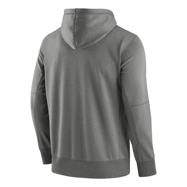 Sweat à capuche entièrement zippé Nike Alabama Crimson Tide Throwback Primary Logo Stack Performance pour homme, gris chiné