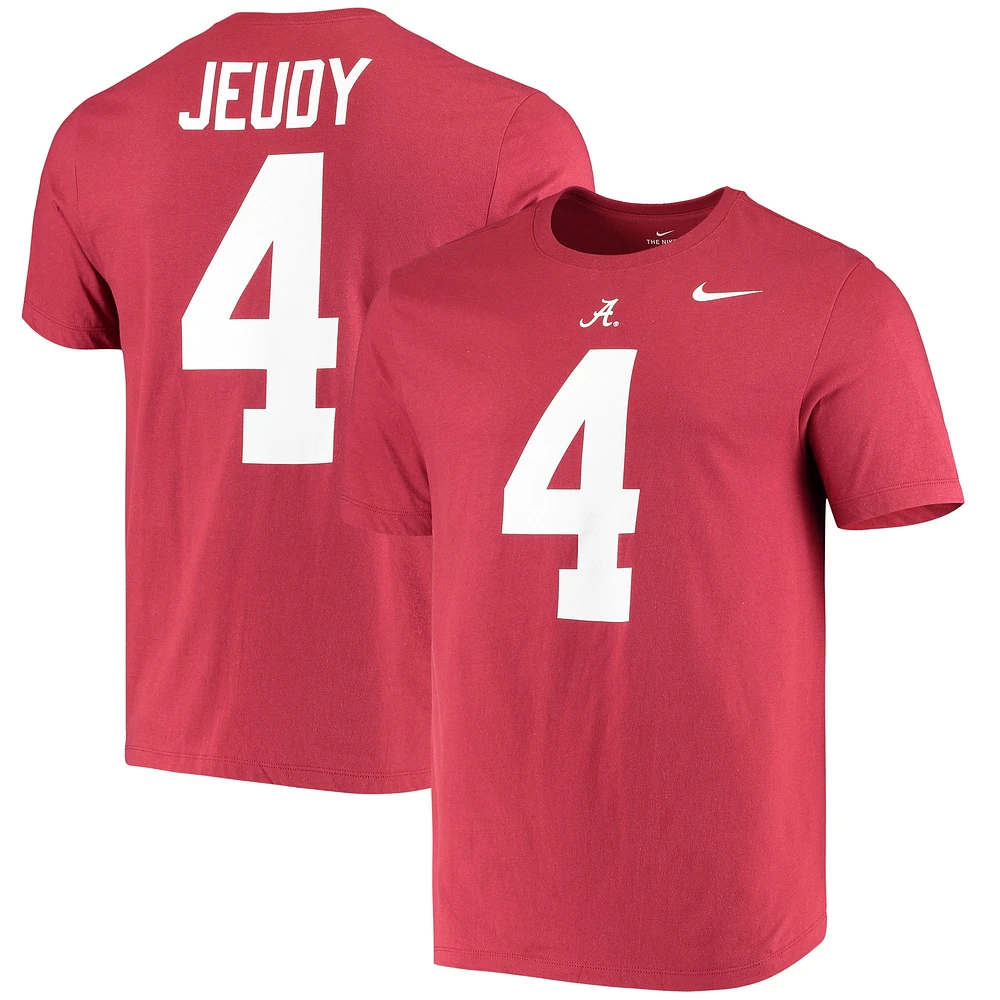 T-shirt pour homme Nike Jerry Jeudy Crimson Alabama Tide avec nom et numéro Alumni