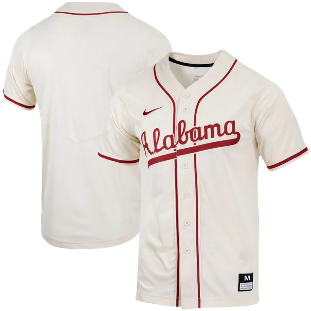 Men's Nike White/Crimson Oklahoma Sooners Pinstripe Replica Full-Button Baseball Jersey