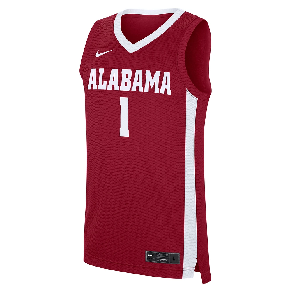 Men's Nike #1 Crimson Alabama Tide Road Replica Jersey