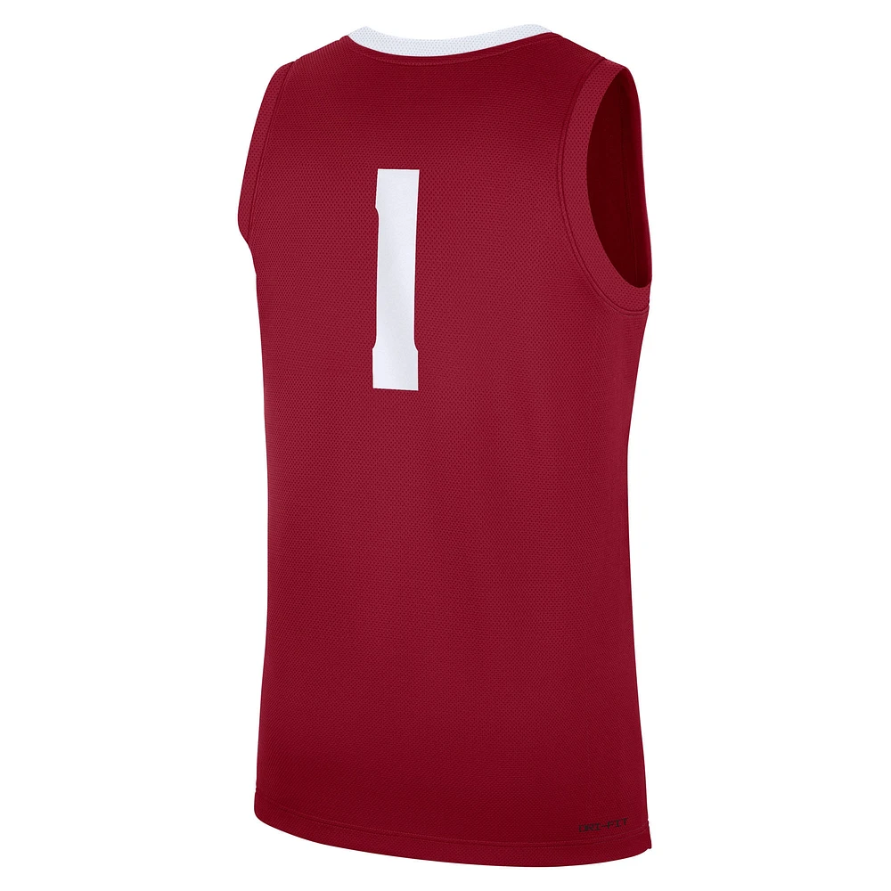 Men's Nike #1 Crimson Alabama Tide Road Replica Jersey