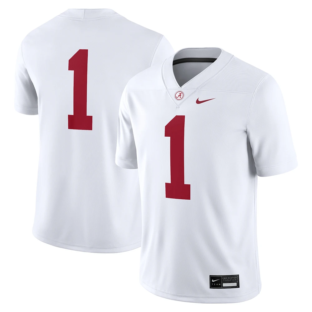 Men's Nike #1 White Alabama Crimson Tide Game Jersey