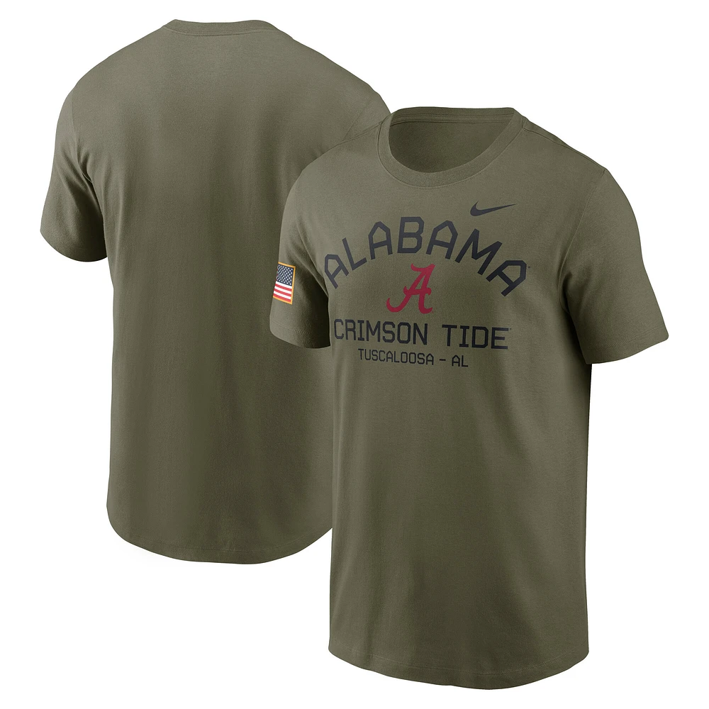 T-shirt de performance Nike Olive Alabama Crimson Tide 2024 Military Appreciation pour homme