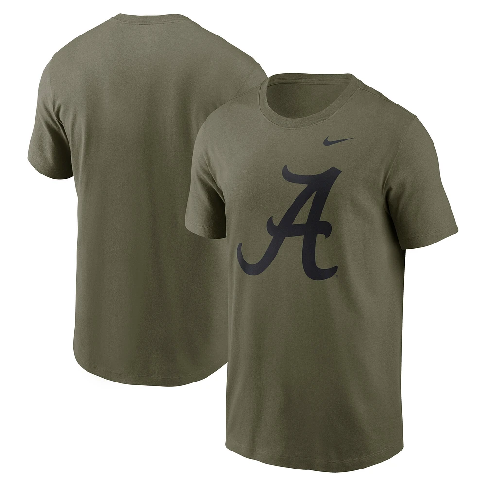 T-shirt Nike Olive Alabama Crimson Tide 2024 Military Appreciation pour homme avec logo ton sur