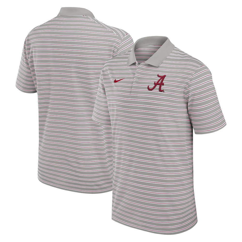 Men's Nike Pewter/White Alabama Crimson Tide Primetime Victory Striped Performance Polo