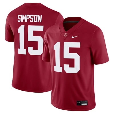 Men's Nike Ty Simpson Crimson Alabama Tide NIL Football Game Jersey