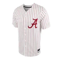 Maillot de baseball réplique à boutons complets Nike pour homme blanc/cramoisi Alabama Crimson Tide Pinstripe