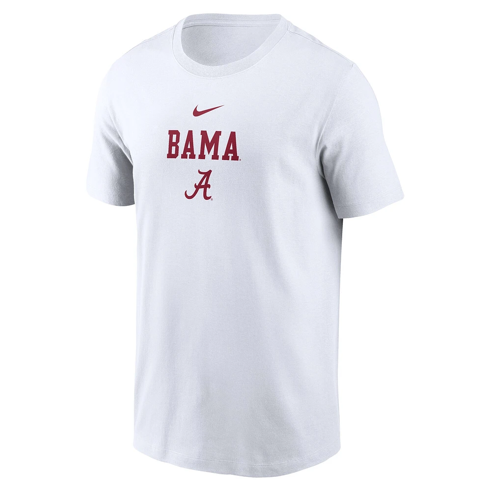 T-shirt Nike Alabama Crimson Tide 2-Hit Stacked pour homme, blanc