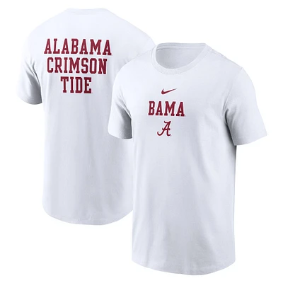 T-shirt Nike Alabama Crimson Tide 2-Hit Stacked pour homme, blanc
