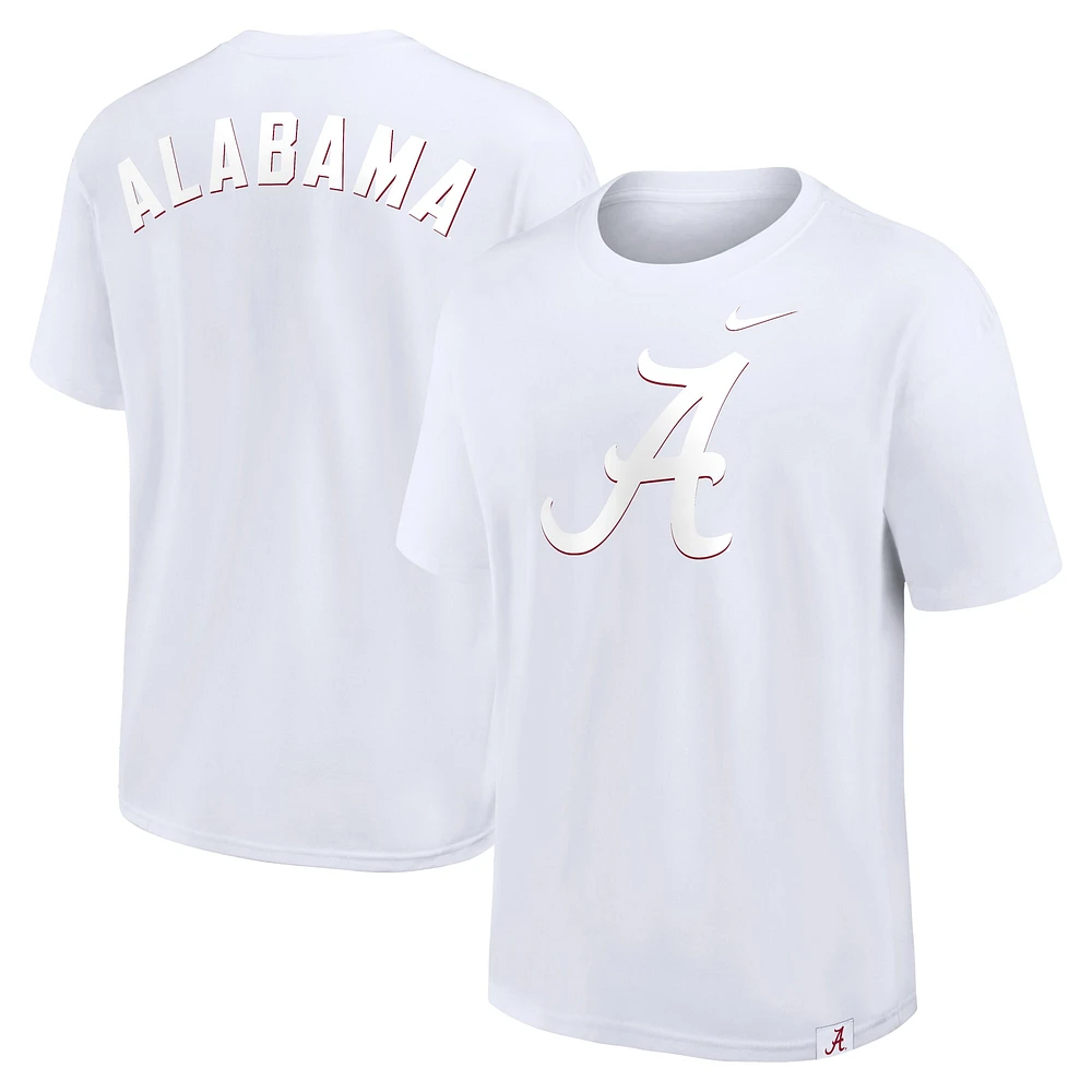 T-shirt Nike Alabama Crimson Tide 2-Hit Statement Max90 blanc pour homme