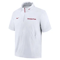 Men's Nike White Alabama Crimson Tide 2024 Sideline Coach Short Sleeve Half-Zip Hoodie Jacket