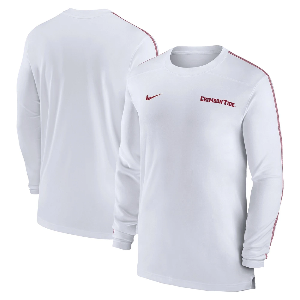 T-shirt à manches longues Nike Alabama Crimson Tide 2024 Sideline Coach UV Performance pour homme