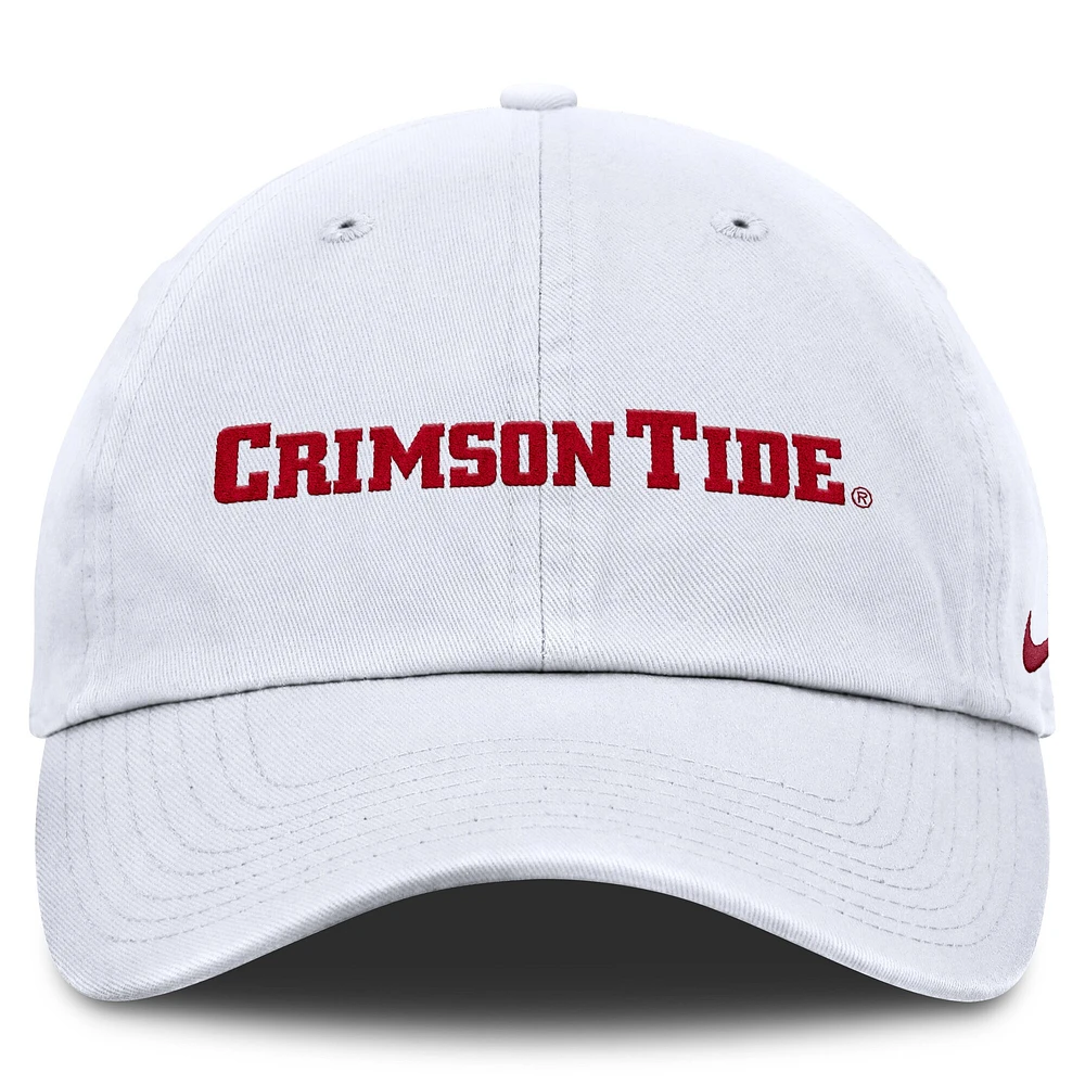 Casquette ajustable Nike blanche Alabama Crimson Tide Core Club Mascot Wordmark pour homme