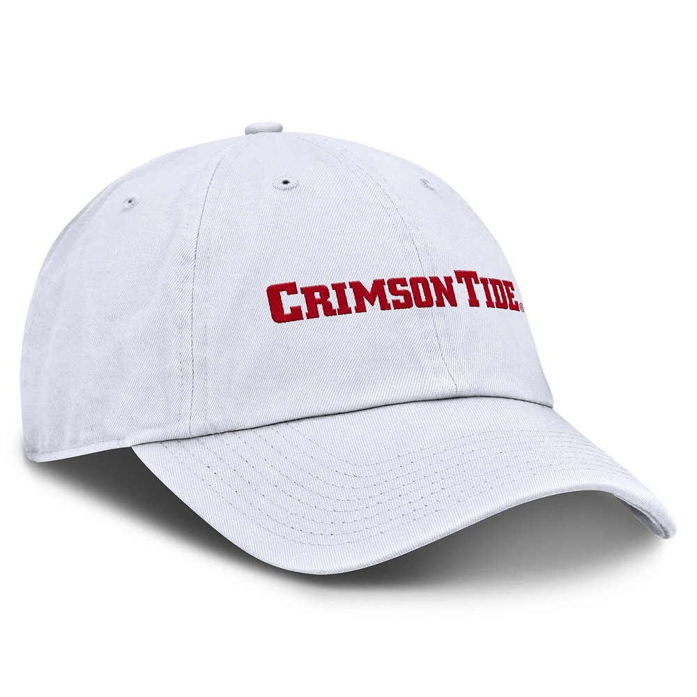 Casquette ajustable Nike blanche Alabama Crimson Tide Core Club Mascot Wordmark pour homme