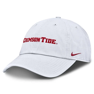 Casquette ajustable Nike blanche Alabama Crimson Tide Core Club Mascot Wordmark pour homme