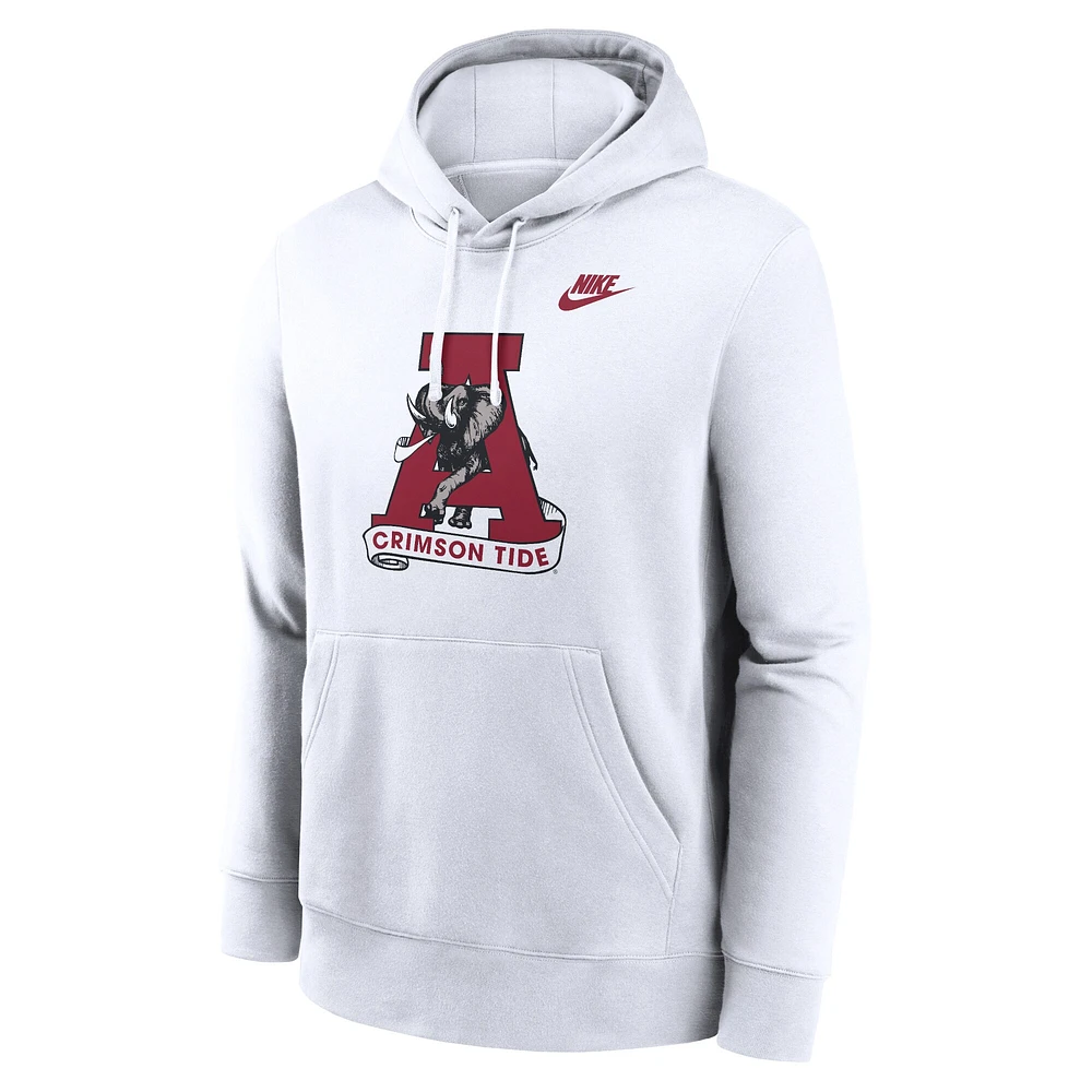 Men's Nike White Alabama Crimson Tide Legacy Logo Club Fleece Pullover Hoodie