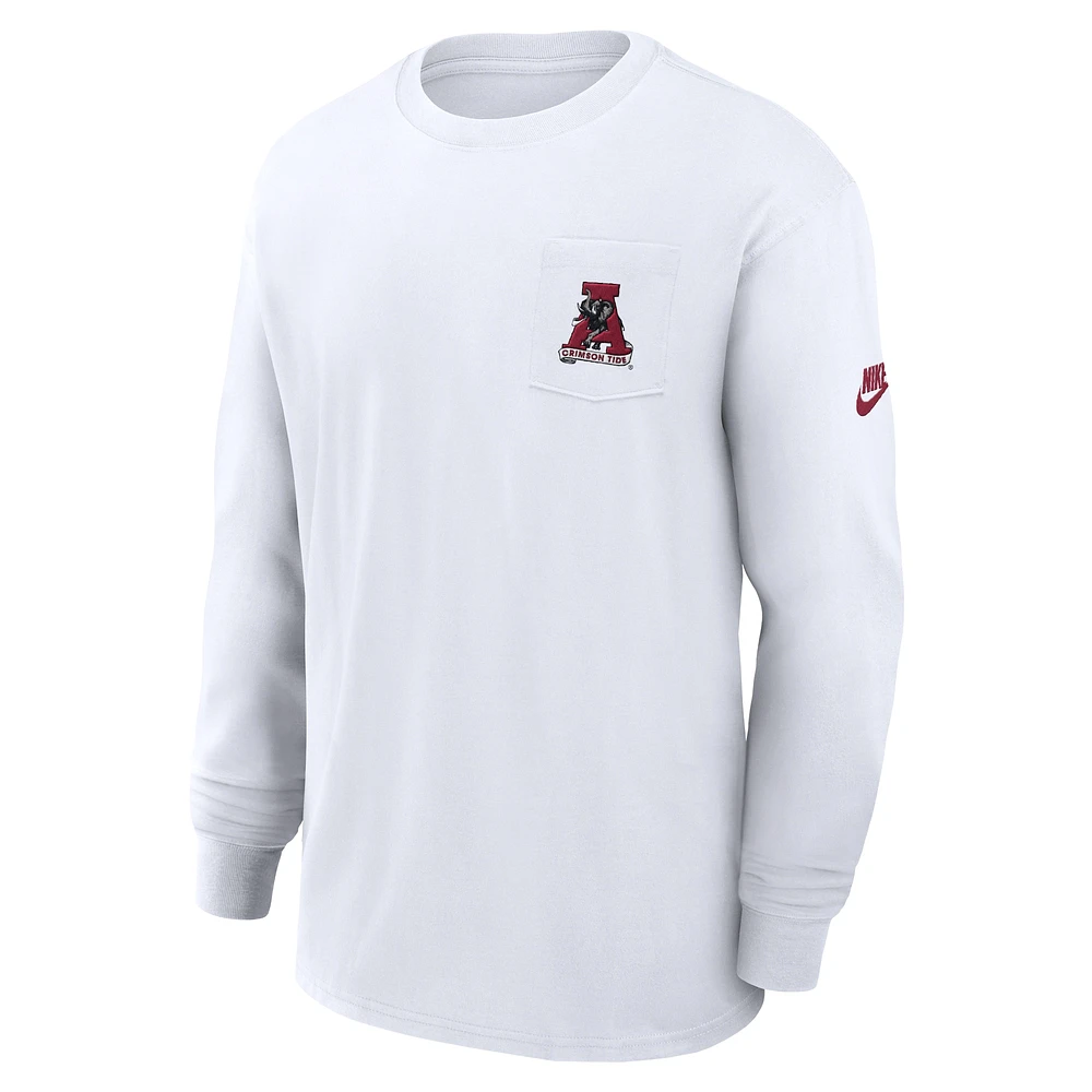 Men's Nike White Alabama Crimson Tide Legacy Max90 Pocket Long Sleeve T-Shirt