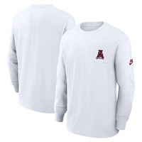 T-shirt à manches longues et poche Nike Alabama Crimson Tide Legacy Max90 pour homme, blanc