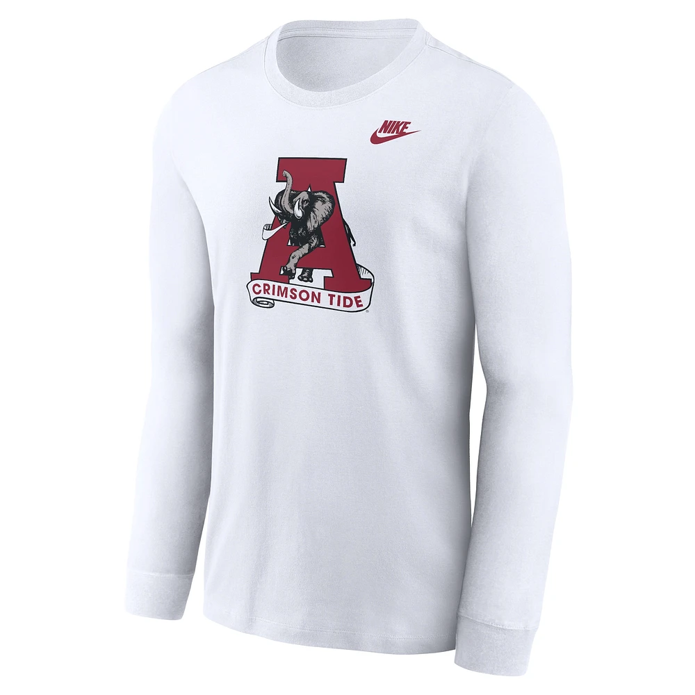 Men's Nike White Alabama Crimson Tide Legacy Primary Logo Long Sleeve T-Shirt