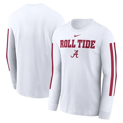 T-shirt à manches longues Nike blanc pour homme avec slogan Alabama Crimson Tide Local Spirit