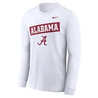 T-shirt à manches longues Nike Alabama Crimson Tide Two-Hit Classic Location pour homme, blanc