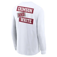 T-shirt à manches longues Nike Alabama Crimson Tide Two-Hit Classic Location pour homme, blanc