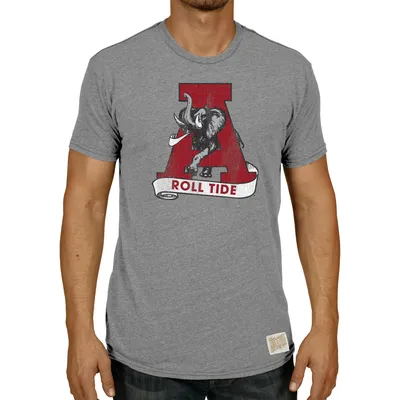 T-shirt à trois mélanges avec logo Original Retro Brand Heathered Grey Alabama Crimson Tide Vintage 1974-2000 pour homme