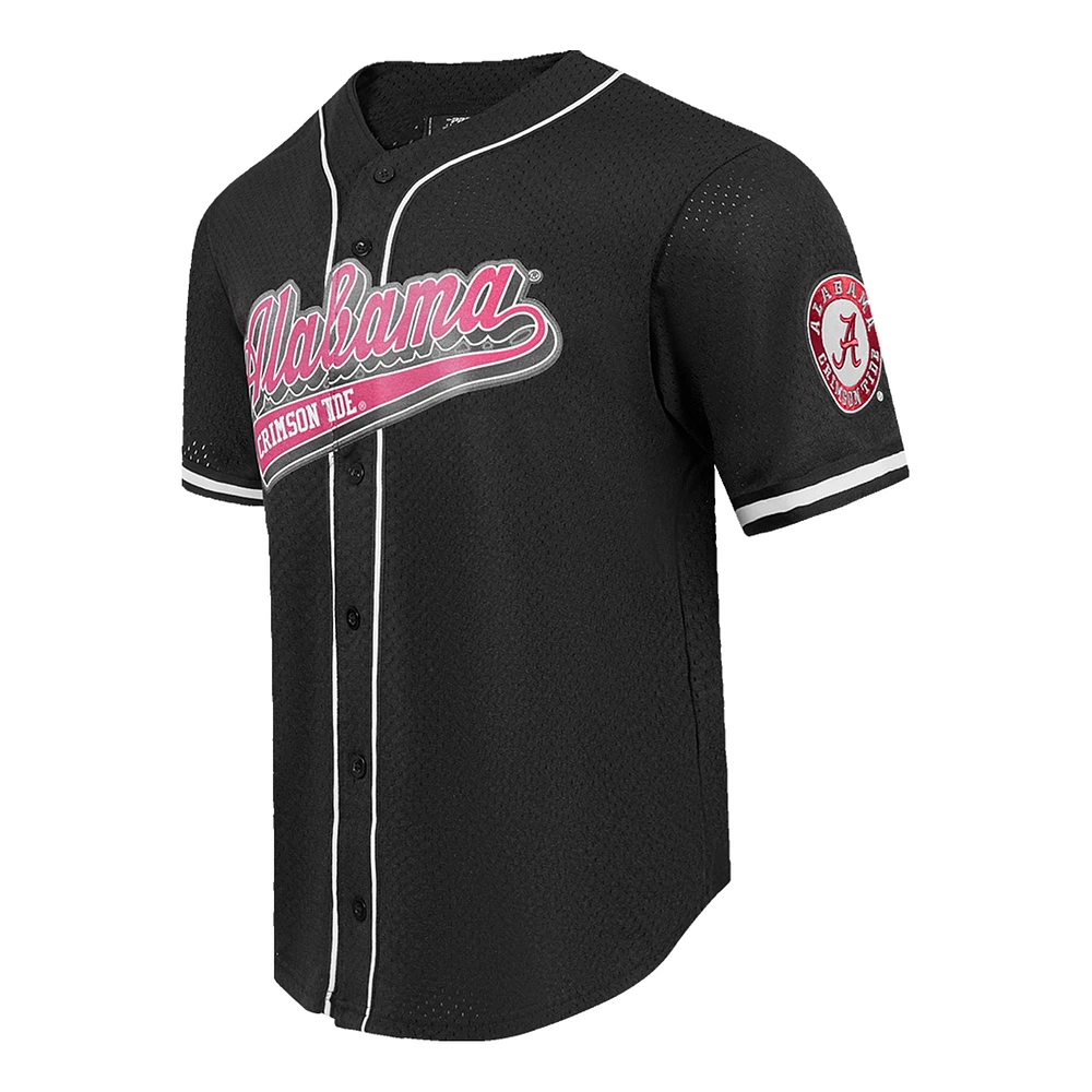 Maillot de baseball réplique à boutons complets en maille Alabama Crimson Tide Pro Standard noir pour hommes