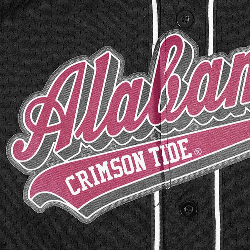 Maillot de baseball réplique à boutons complets en maille Alabama Crimson Tide Pro Standard noir pour hommes