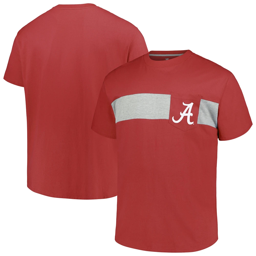 T-shirt à rayures colorées pour hommes Profile Crimson Alabama Tide Big & Tall