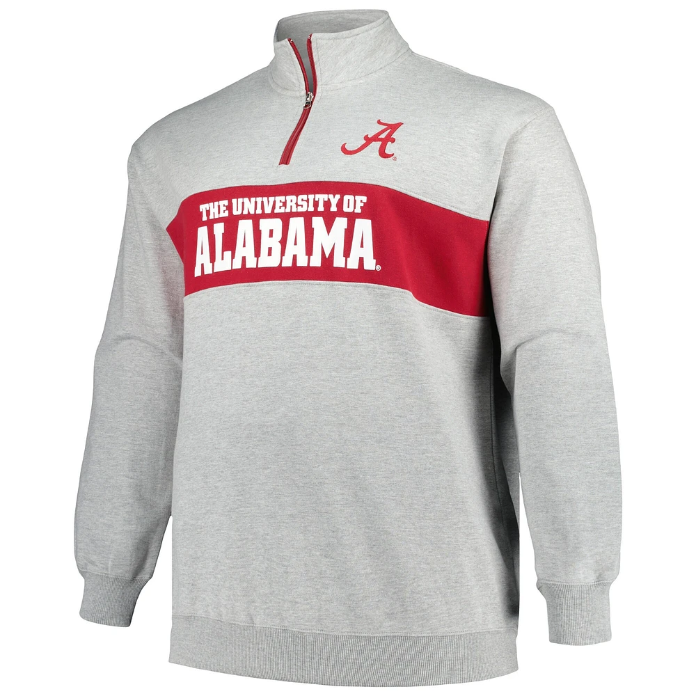 Men's Profile Heather Gray Alabama Crimson Tide Big & Tall Fleece Quarter-Zip Jacket