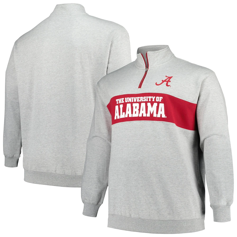 Veste en polaire à quart de zip pour homme Profile Heather Grey Alabama Crimson Tide Big & Tall