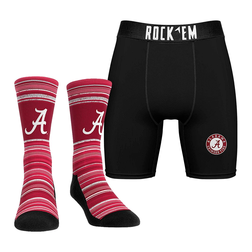 Men's Rock Em Socks Alabama Crimson Tide Primary Crew & Boxer Briefs Combo Pack