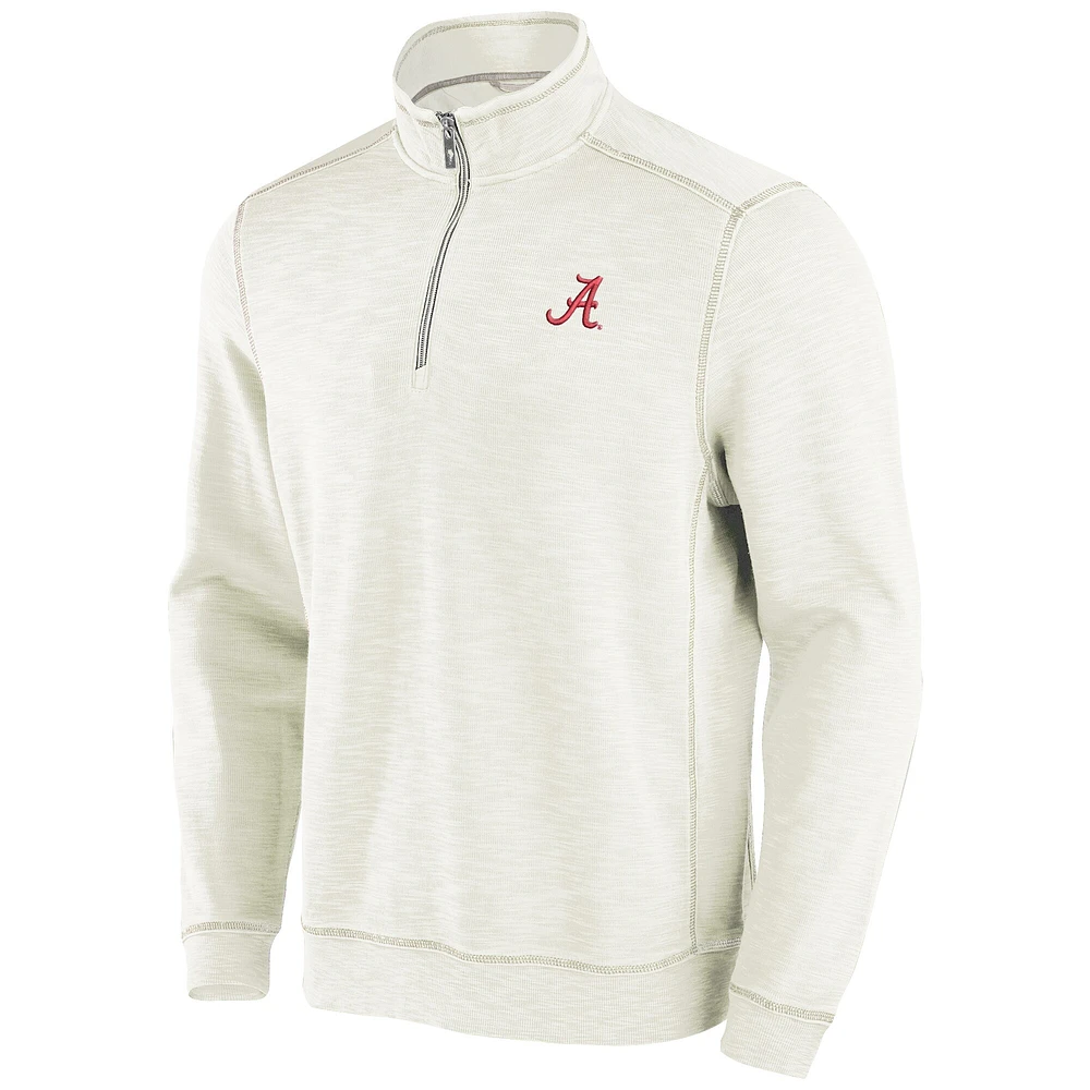 Haut à trois mélanges demi-zip Tommy Bahama pour hommes crème Alabama Crimson Tide Tobago Bay