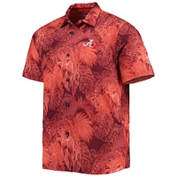 Men's Tommy Bahama Crimson Alabama Tide Coast Luminescent Fronds IslandZone Button-Up Camp Shirt