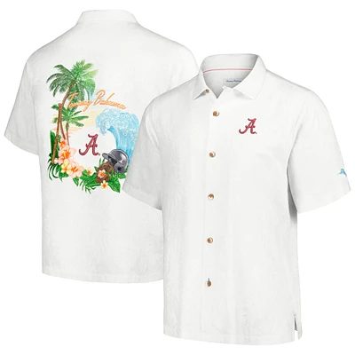 Chemise boutonnée Tommy Bahama blanche Alabama Crimson Tide Castaway Game Camp pour hommes