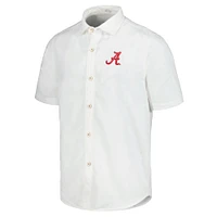 Men's Tommy Bahama White Alabama Crimson Tide Coconut Point Palm Vista IslandZone Camp Button-Up Shirt