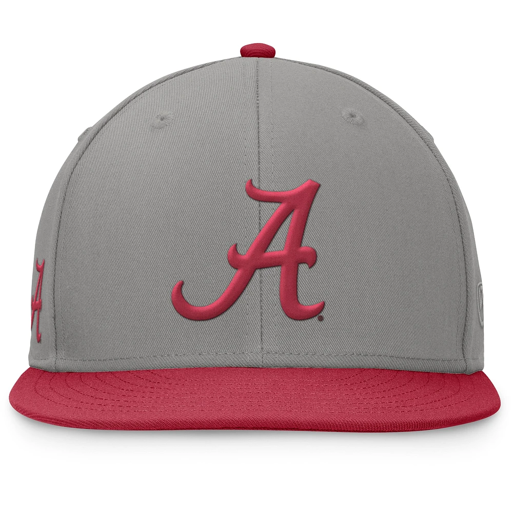 Men's Top of the World Gray/Crimson Alabama Crimson Tide Rally Two-Tone Fitted Hat