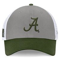 Men's Top of the World Gray/Green Alabama Crimson Tide OHT Military Appreciation Badge Trucker Adjustable Hat