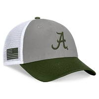 Men's Top of the World Gray/Green Alabama Crimson Tide OHT Military Appreciation Badge Trucker Adjustable Hat