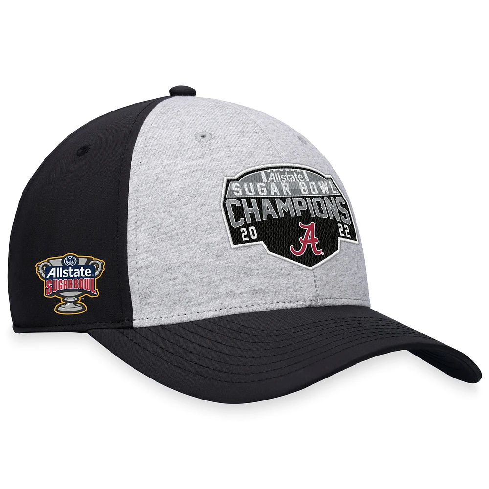 Casquette réglable Top of the World Heather Grey Alabama Crimson Tide 2022 Sugar Bowl Champions pour homme