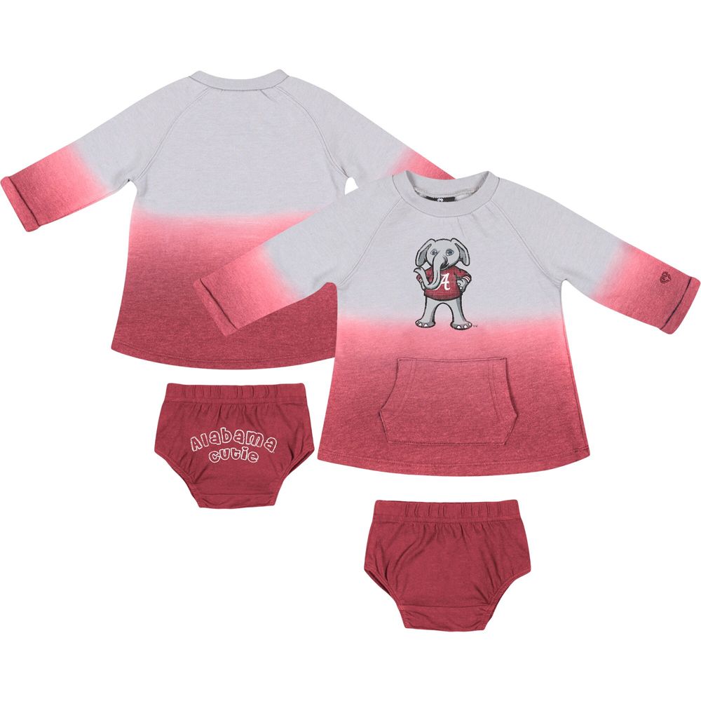 Newborn & Infant Colosseum Gray/Crimson Alabama Crimson Tide Hand Ombre Dress Bloomers Set