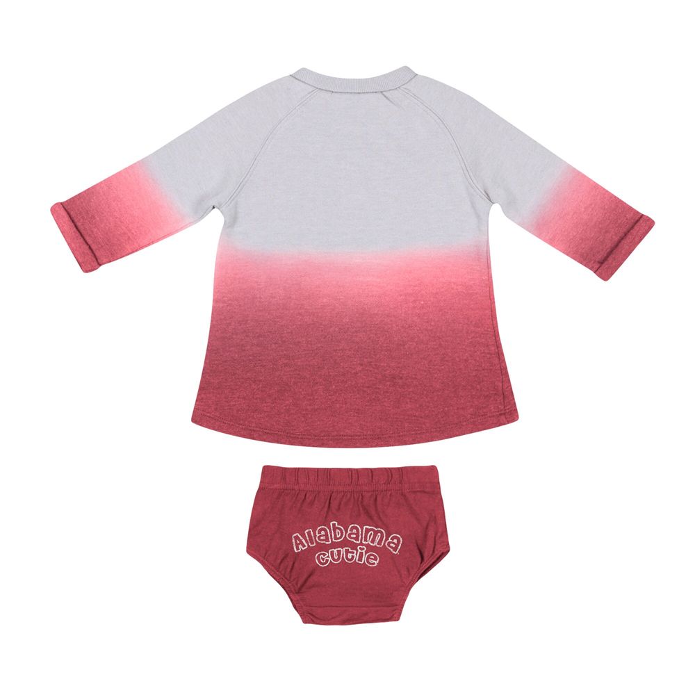 Newborn & Infant Colosseum Gray/Crimson Alabama Crimson Tide Hand Ombre Dress Bloomers Set