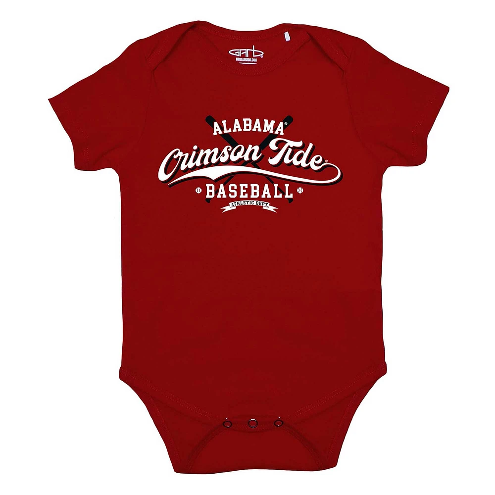 Newborn & Infant Garb Crimson Alabama Tide Otis Baseball Bodysuit