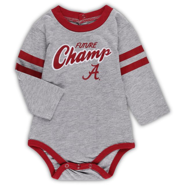 Ensemble body et pantalon de survêtement à manches longues pour nouveau-né bébé gris chiné/cramoisi Alabama Crimson Tide Little Kicker