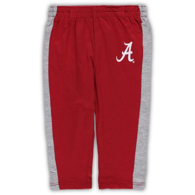 Ensemble body et pantalon de survêtement à manches longues pour nouveau-né bébé gris chiné/cramoisi Alabama Crimson Tide Little Kicker