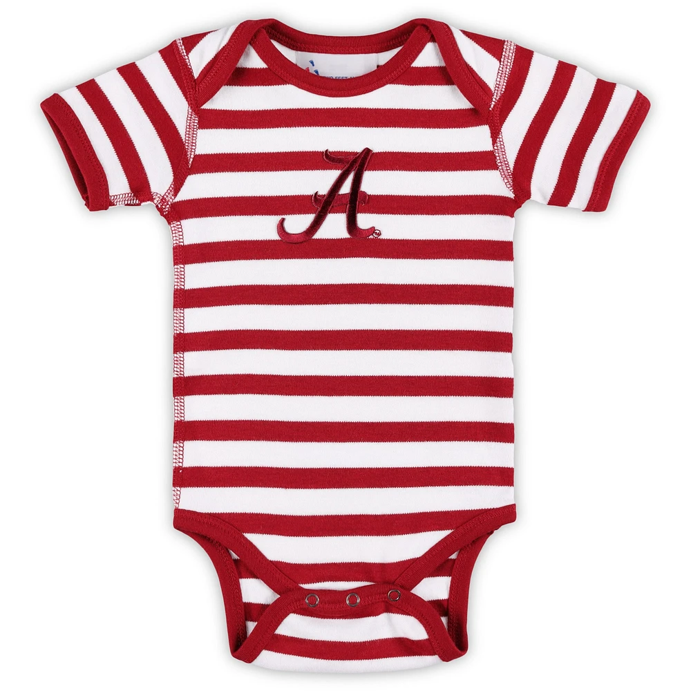 Newborn & Infant Two Feet Ahead Crimson Alabama Tide Stripe Shoulder Bodysuit