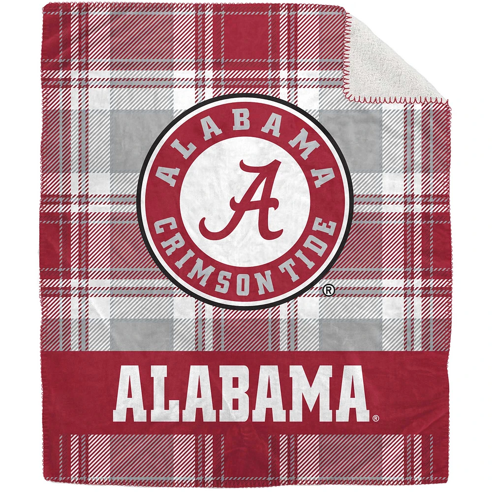 Pegasus Alabama Crimson Tide 50" x 60" Plaid Flannel Sherpa Plush Blanket